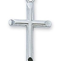 (L8004)Sterling Silver Cross (13/16") on 18" chain - Unique Catholic Gifts