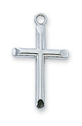 (L8004)Sterling Silver Cross (13/16") on 18" chain - Unique Catholic Gifts