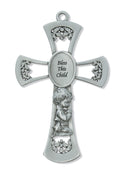 (73-12) 6" Pewter Baby Boy Cross - Unique Catholic Gifts