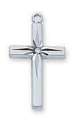 Sterling Silver Cubic Zirconia Cross (13/16") on 18 chain - Unique Catholic Gifts