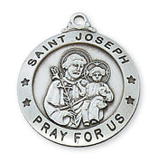 (L575JS) Sterling Silver St. Joseph Medal 24" - Unique Catholic Gifts