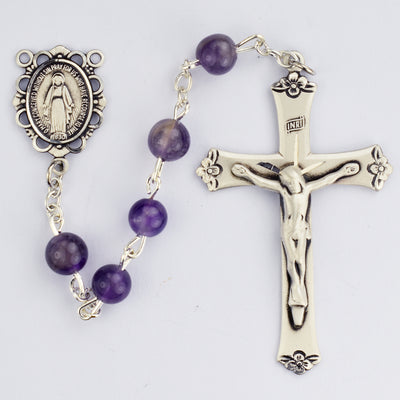 (560asf) 6mm Genuine Amethyst Rosary - Unique Catholic Gifts