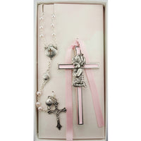 (Bs51) Pink Girl Cross & Shell Rosary - Unique Catholic Gifts