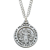 (L600fr) Sterling Silver St. Francis 20" Chain & Box - Unique Catholic Gifts