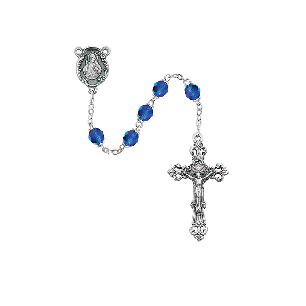 (875-blg) 6mm Ab Blue/september Rosary - Unique Catholic Gifts