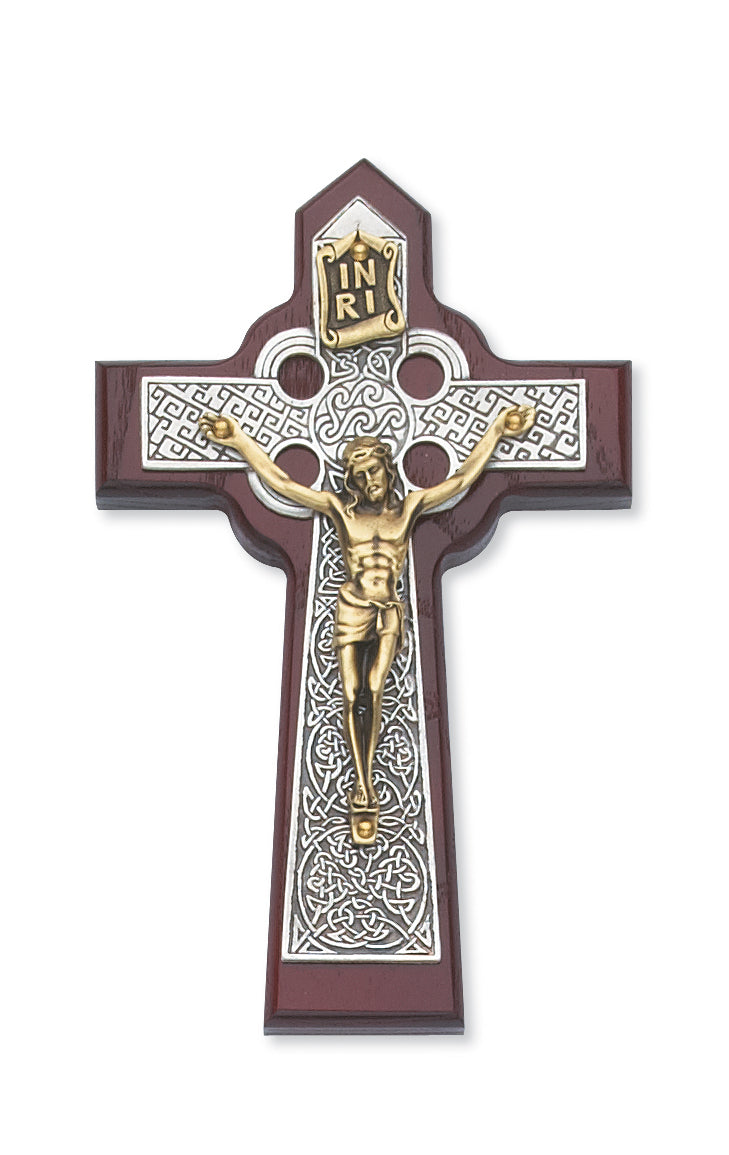 (79-42561) 5 3/4" Cherry Celtic Crucifix - Unique Catholic Gifts