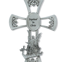 (73-14) 6" Pewter Baptism Cross - Unique Catholic Gifts