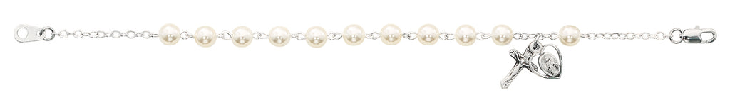 (Br181d) 7 1/2" Glass Pearl Bracelet - Unique Catholic Gifts