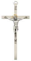 (79-43) 10" Silver Flat Wide Crucifix - Unique Catholic Gifts