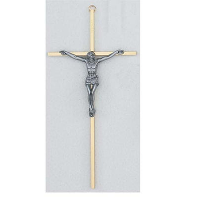 (C510-148ls) 10 Brass Crucifix W/sil Corpu