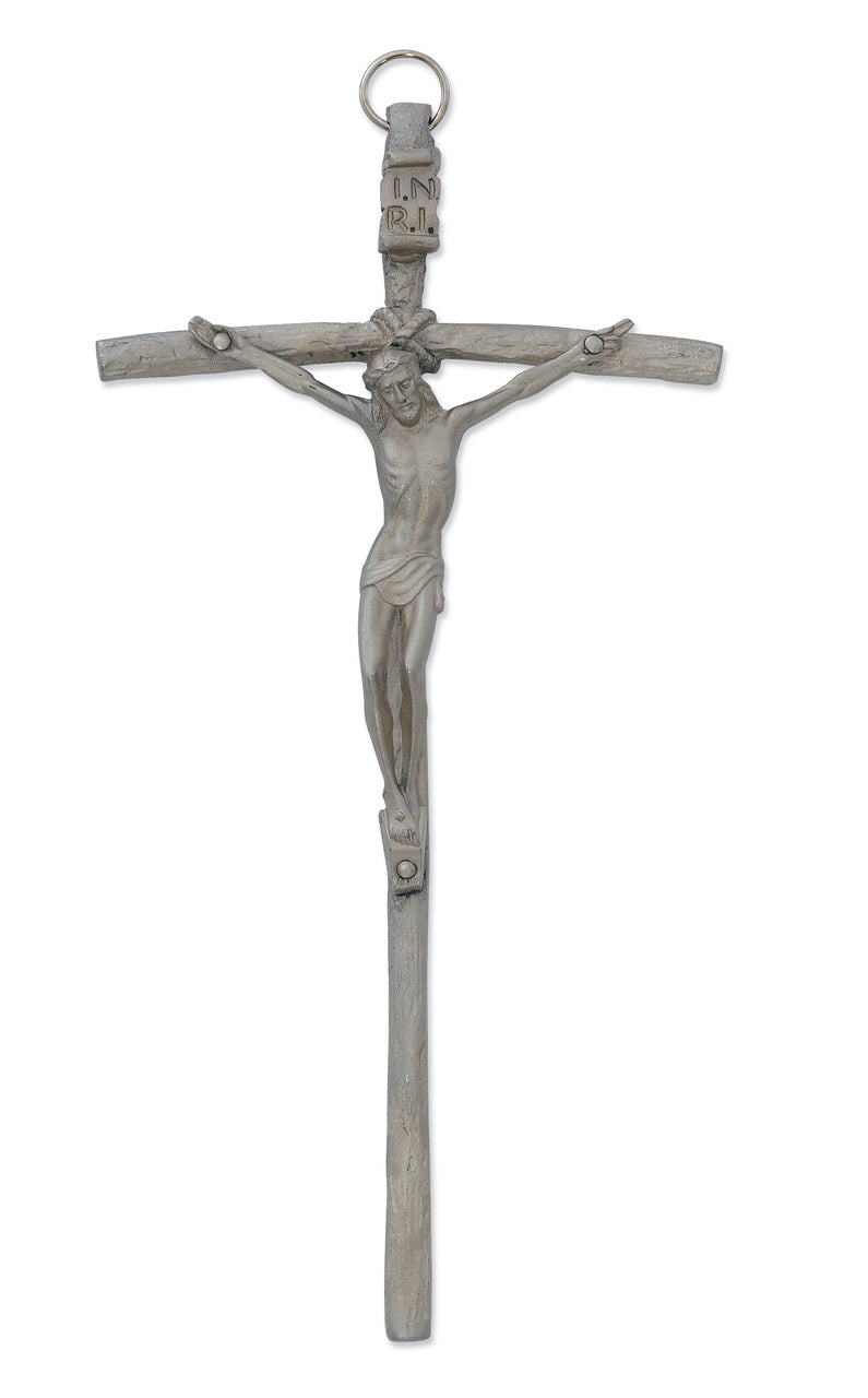 (111-01) 8" Silver Ox Papal Crucifix - Unique Catholic Gifts