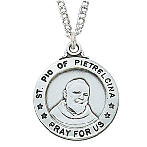 Sterling Silver Padre Pio 20 " Chain & Box - Unique Catholic Gifts