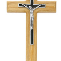 (80-197) 7" Oak Silver & Black Crucifix - Unique Catholic Gifts