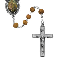 (R199df) Olive Wood St. Joseph Rosary - Unique Catholic Gifts