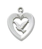 Sterling Silver Heart with Dove (1/2") on 18" chain - Unique Catholic Gifts