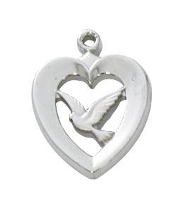 Sterling Silver Heart with Dove (1/2
