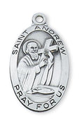 St. Andrew Sterling Silver Medal (1 1/8") - Unique Catholic Gifts
