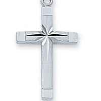 Sterling Silver Cross (1/2") on 18" chain (L8062) - Unique Catholic Gifts