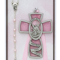 (Bs8) Pink Guardian Angel/rsry Set - Unique Catholic Gifts