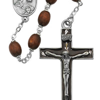(537d-brf) 6x8mm Brown Wood Rosary - Unique Catholic Gifts