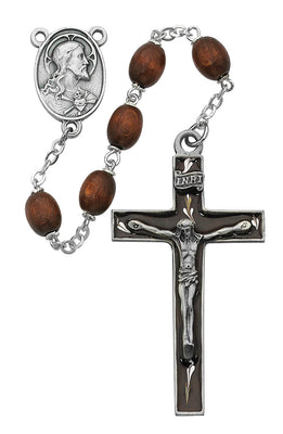 (537d-brf) 6x8mm Brown Wood Rosary - Unique Catholic Gifts