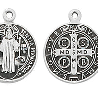 St. Benedict Medal for Baby/Child (1/2") on 13" Rhodium Plated Chain - Unique Catholic Gifts