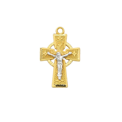 Gold plated Two tone Celtic Crucifix on 18
