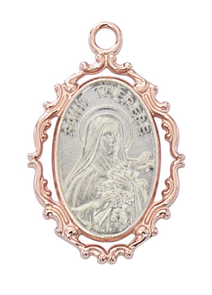 (Jr799) Rose Gold Therese Medal - Unique Catholic Gifts