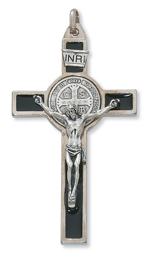 (119-05) 3" Silver St Benedict Crucifix - Unique Catholic Gifts