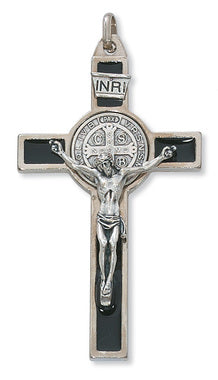 (119-05) 3" Silver St Benedict Crucifix - Unique Catholic Gifts