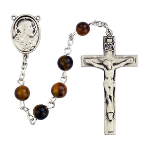 (R376lf) 4x6mm Ss Brown Rosary - Unique Catholic Gifts