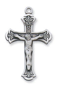 (L5002S)Sterling Silver Crucifix 18" Chain and Box - Unique Catholic Gifts