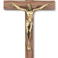 (79-42481) 10" Carved Walnut Cfx Gold - Unique Catholic Gifts