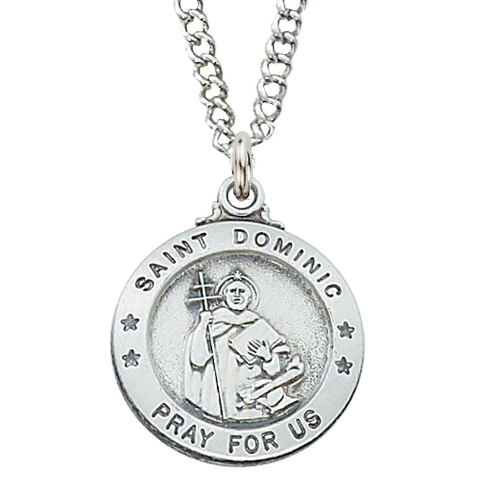 (L600dmn) Sterling Silver St. Dominic 20" Chain & Box - Unique Catholic Gifts