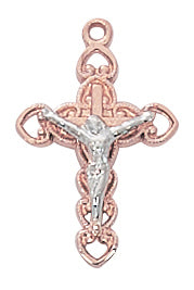 (Jr9201) Rose Gold Ss Two Tone Crucifix - Unique Catholic Gifts