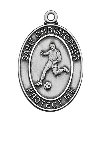 (L675sr) Ss Boy Soccer Medal 24"Ch&bx - Unique Catholic Gifts