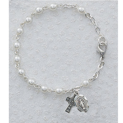 (B50dm) 3mm Pearl Irish Bracelet - Unique Catholic Gifts