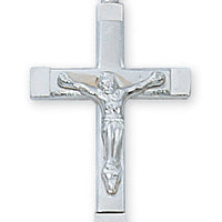 (L8068)Sterling Silver Crucifix 18" Chain and Box - Unique Catholic Gifts