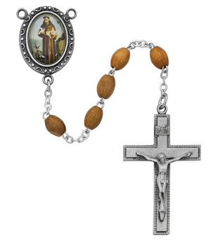 (R195df) Olive Wood St. Francis Rosary - Unique Catholic Gifts