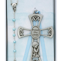 (Bs11) Pewt Boy Cross/rosry Set - Unique Catholic Gifts