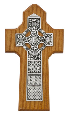(80-173) 6 1/4" Walnut Celtic Cross, Bx - Unique Catholic Gifts