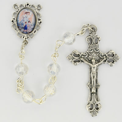 (R753g) Rf Cryst Guardian Angel Rosary - Unique Catholic Gifts