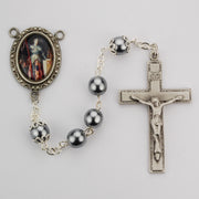 (R197df) 7mm Hematite St Joan of Arc - Unique Catholic Gifts