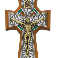 (80-123) 5 1/2" Walnut Celtic Crucifix - Unique Catholic Gifts