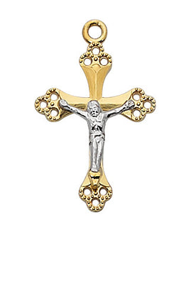 (Jt9155) G/ss Tutone Crucifix 18 Ch&bx