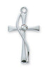 Sterling Silver Cross with Stone (7/8") on 18" chain - Unique Catholic Gifts