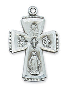 (L341)  Sterling Silver 4-WAY 24" Chain and Box - Unique Catholic Gifts