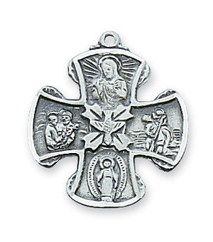 (L412)  Sterling Silver 4-WAY 24" Chain and Box - Unique Catholic Gifts