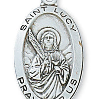 St. Lucy Medal 1" x 9/16" on 18 Chain - Unique Catholic Gifts