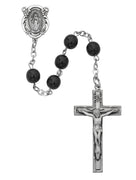 (121d-bkf) 7mm Black Glass Rosary - Unique Catholic Gifts